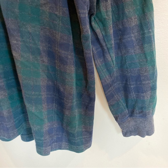 Lands End Green Plaid Henley Long Sleeve Mens XXL Tall Collared - Picture 4 of 6
